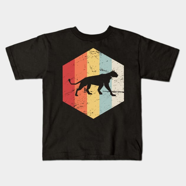 Retro 70s Mountain Lion Kids T-Shirt by MeatMan